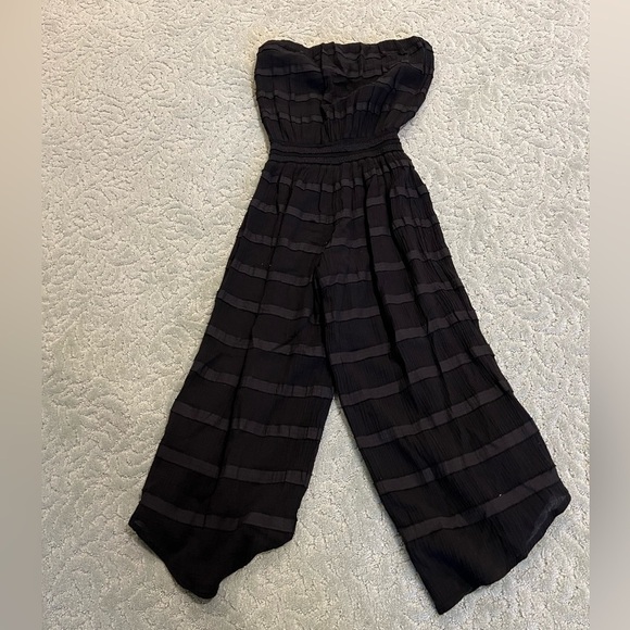 Yfb YOUNG FABULOUS & BROKE Black strapless wide leg cropped jumpsuit size MED - Picture 8 of 12